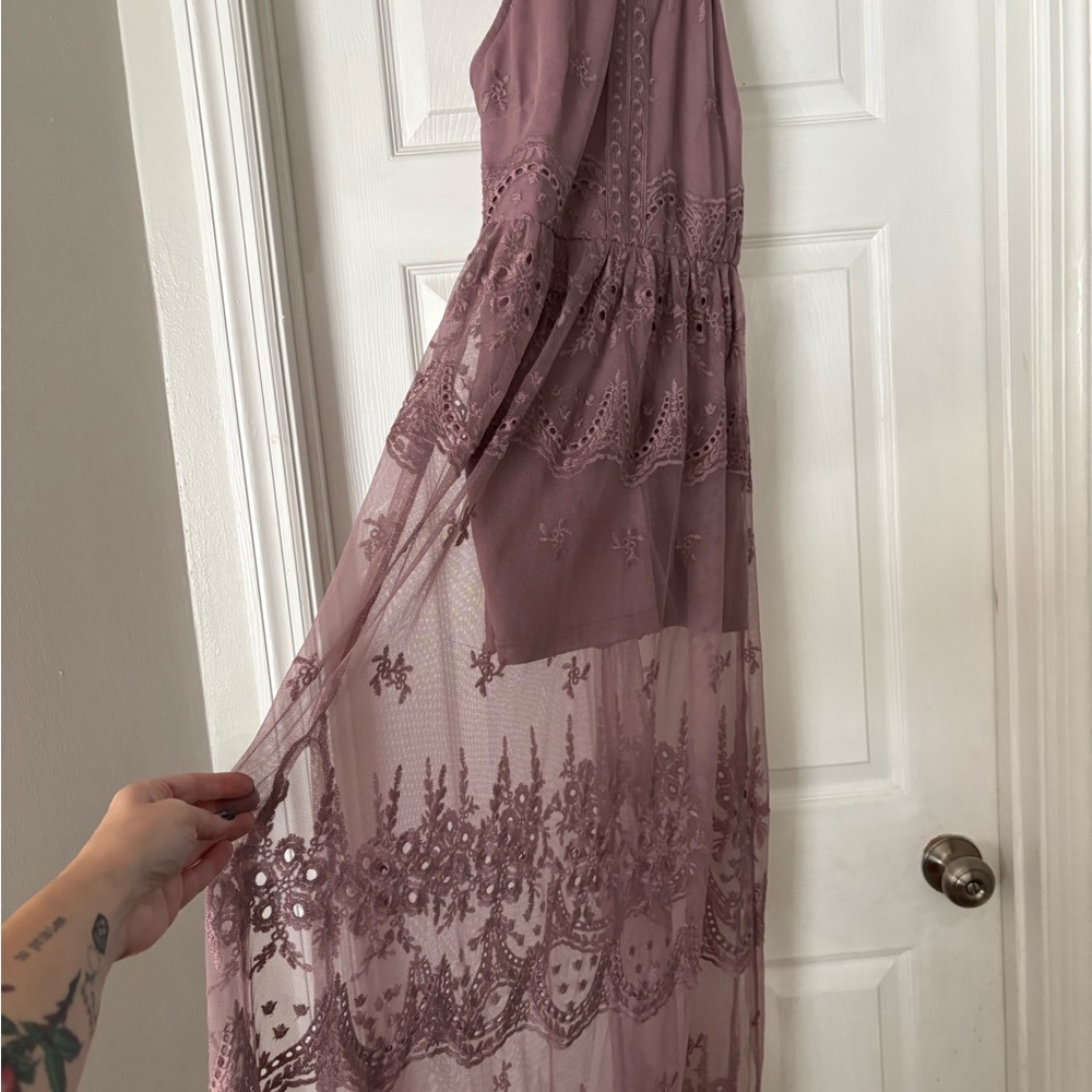 TomboyX Mauve Lace Maxi Dress